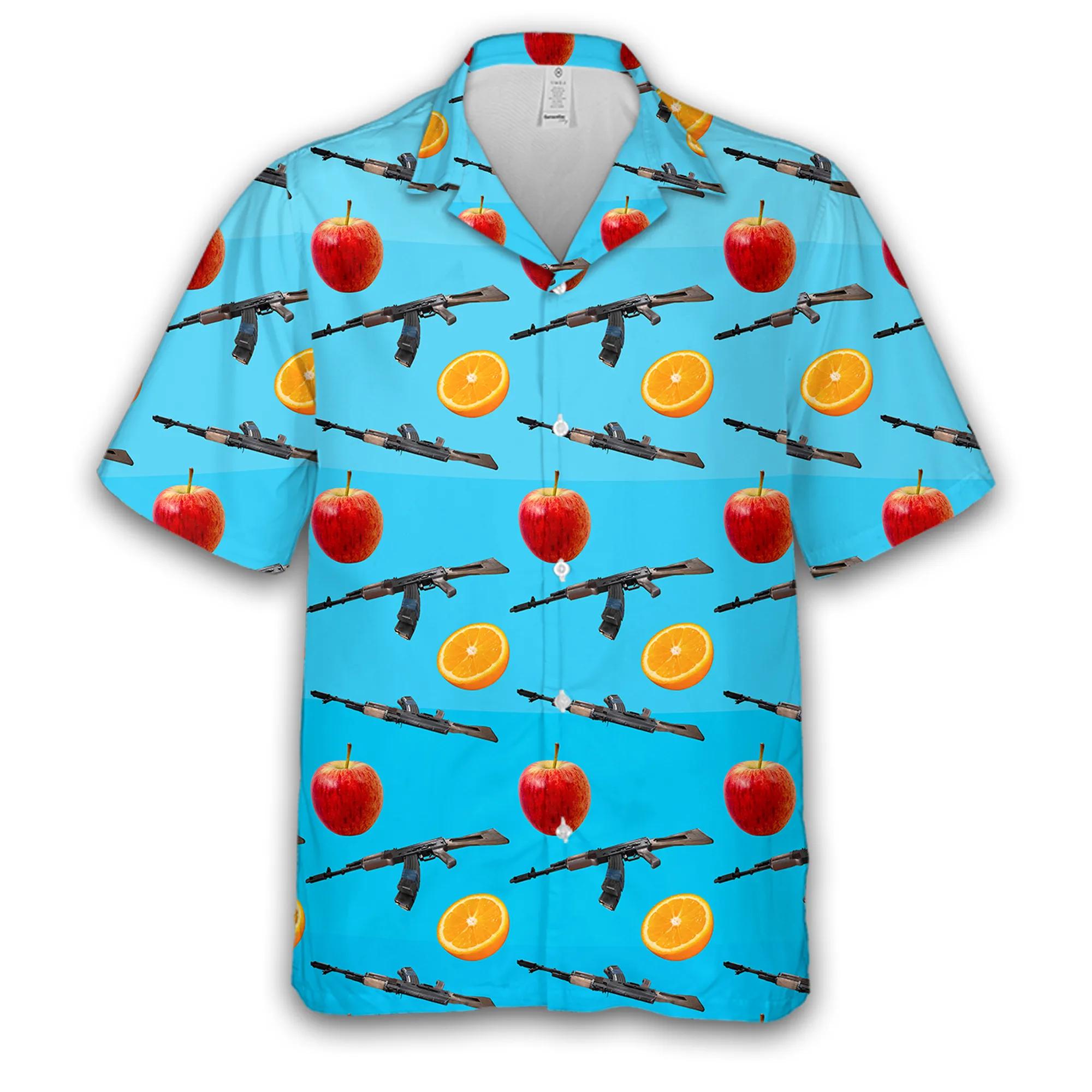 Mens Hawaiian Shirt With AK47 Gun And Fruit Pattern 2