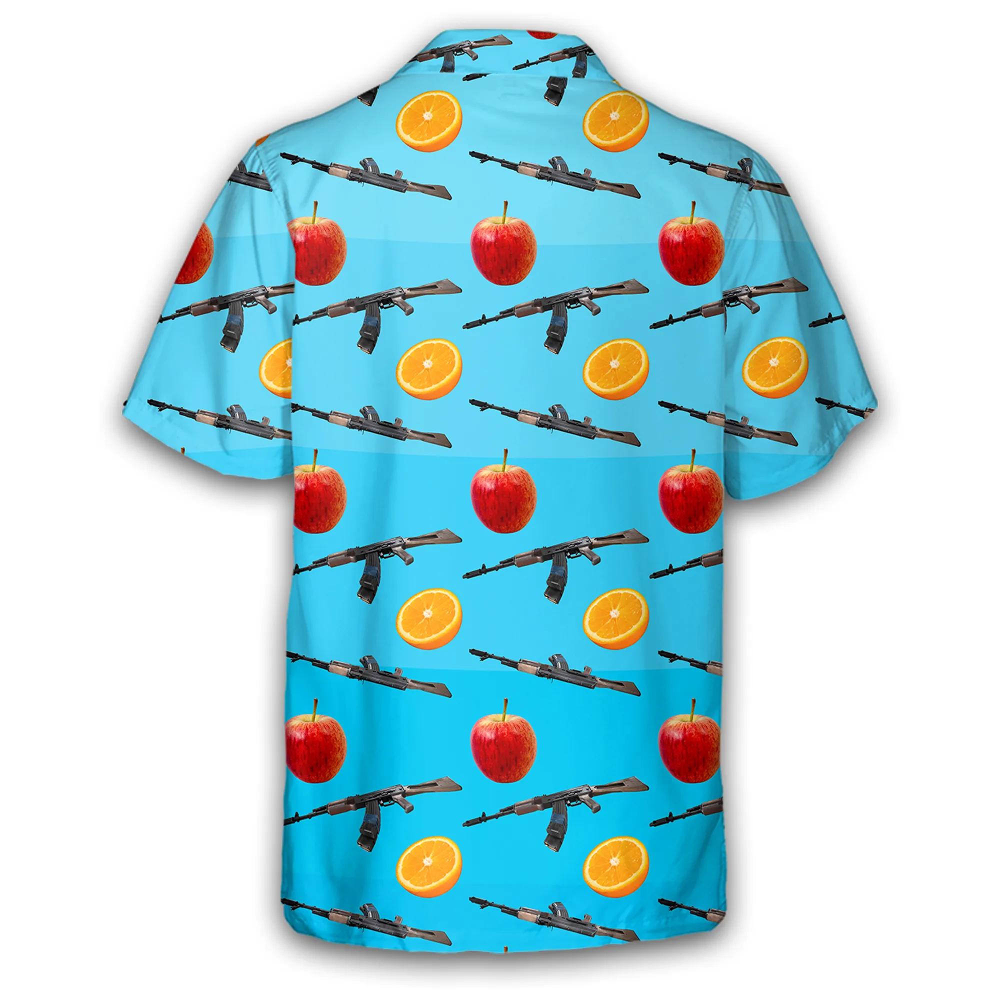 Mens Hawaiian Shirt With AK47 Gun And Fruit Pattern 3