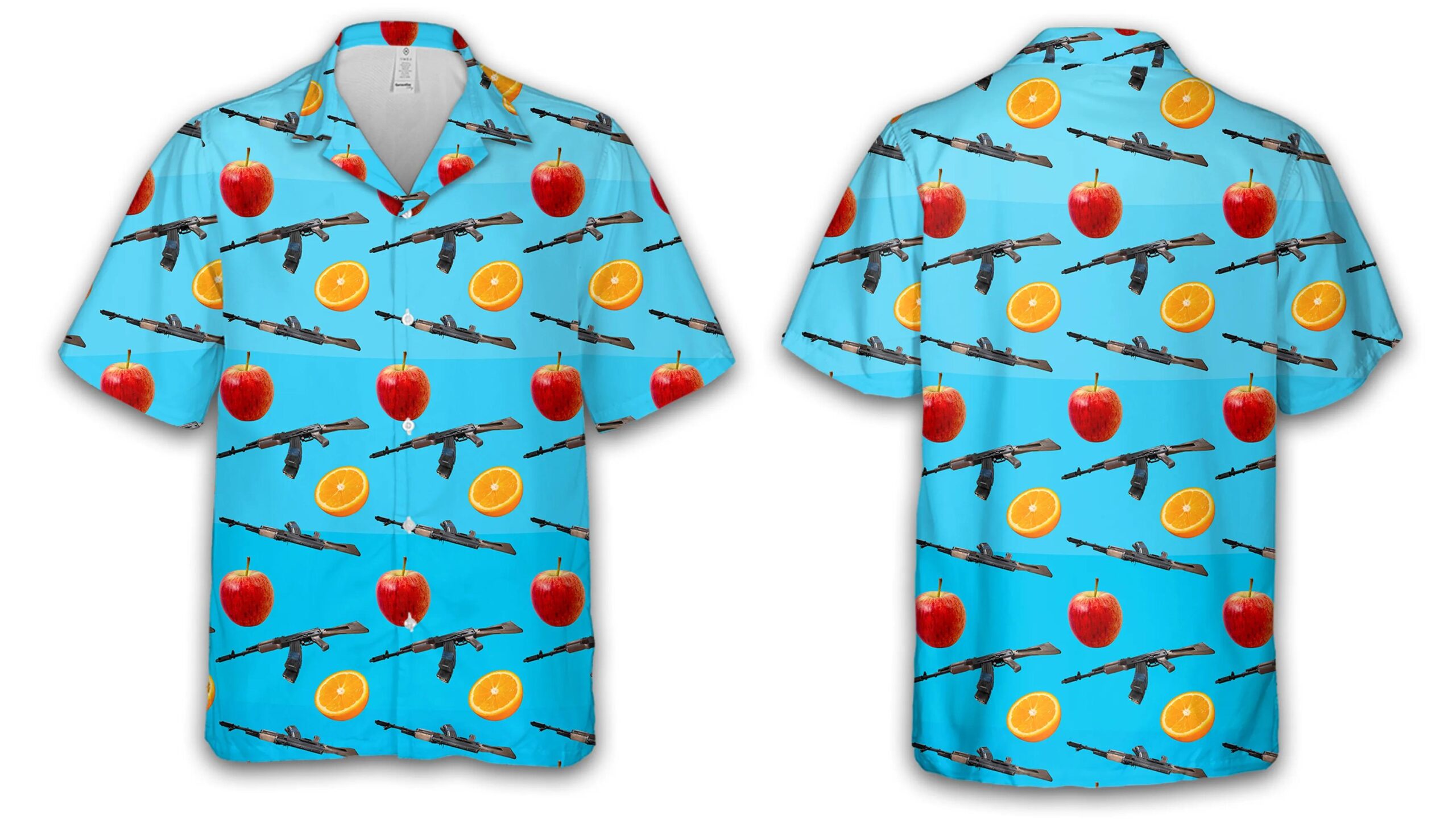 Mens Hawaiian Shirt With AK47 Gun And Fruit Pattern 4